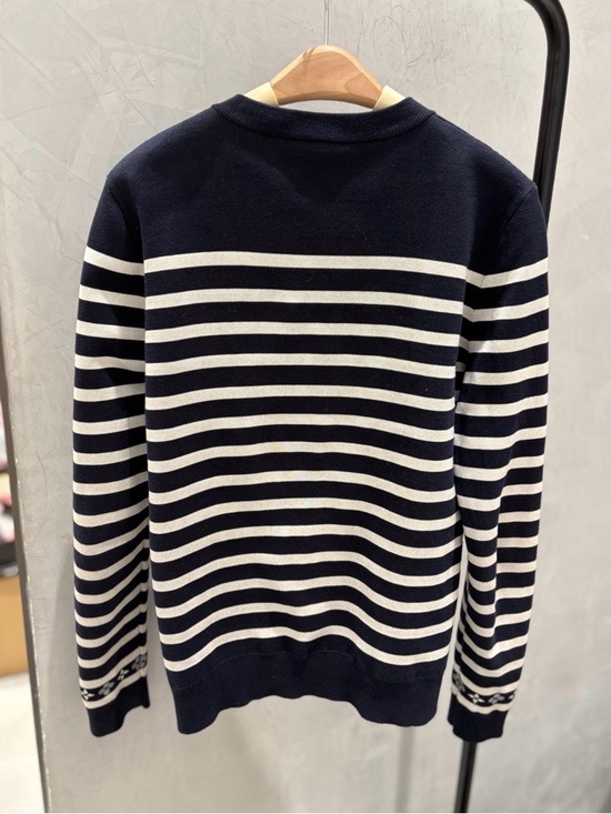 Authentic Louis Vuitton Navy and White Striped Cardigan - Picture 2 of 7